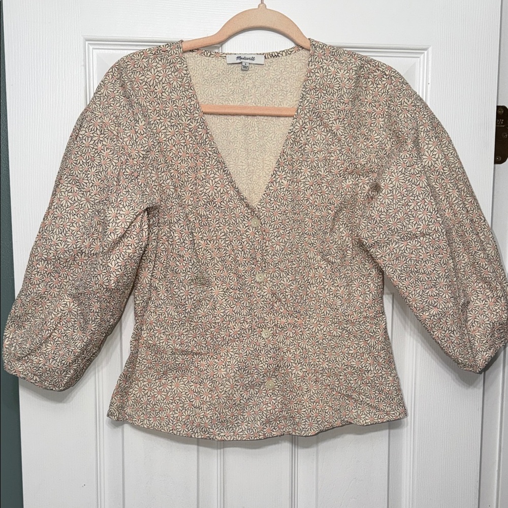 Madewell Floral V-Neck Blouse